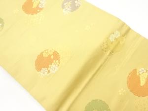 雪輪に松竹梅・草花模様織出し名古屋帯